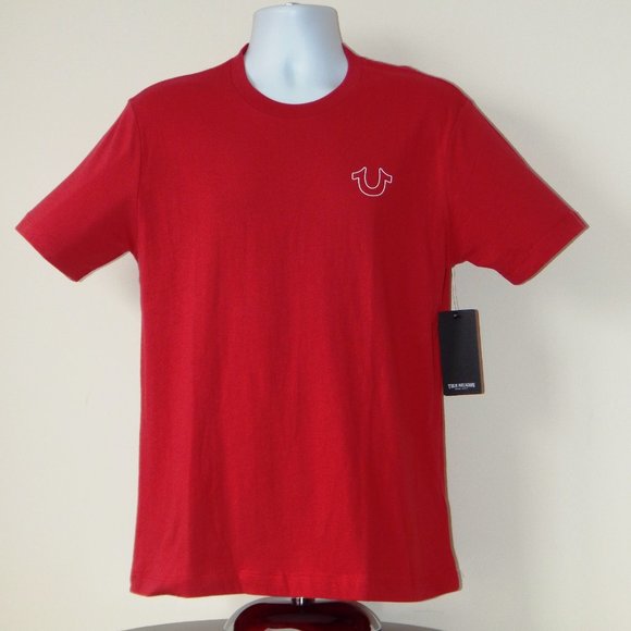 NWT Men’s TRUE RELIGION CRAFTED WITH PRIDE HUGE HORSESHOE T SHIRT TRUE RED - Picture 3 of 3